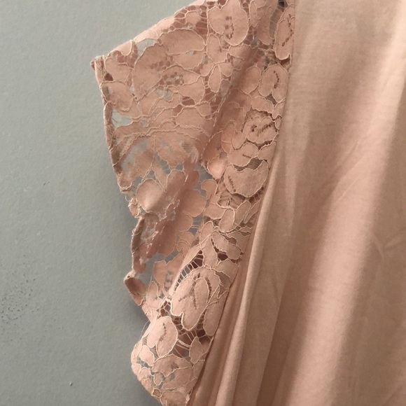Lace Flutter Sleeve T-shirt In Blush Size 2X - Picture 2 of 5